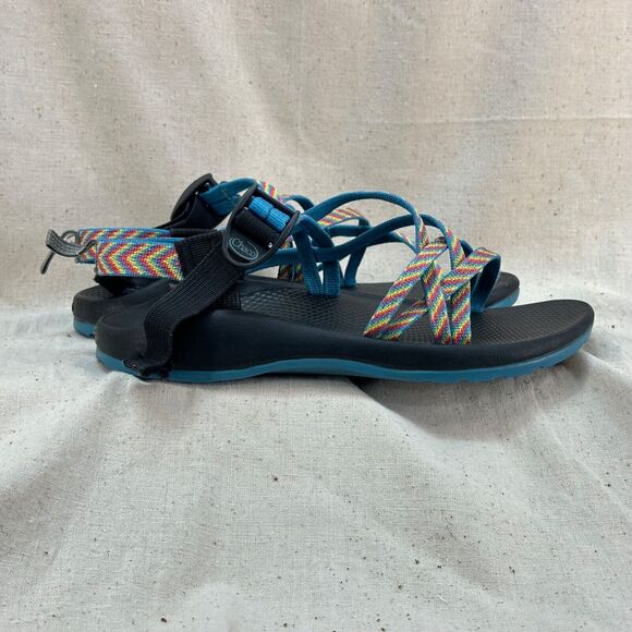 Chaco ZX/2 Classic Sport Rainbow Striped Two Strap Outdoor Hike Sandals Womens 6 - Picture 1 of 8